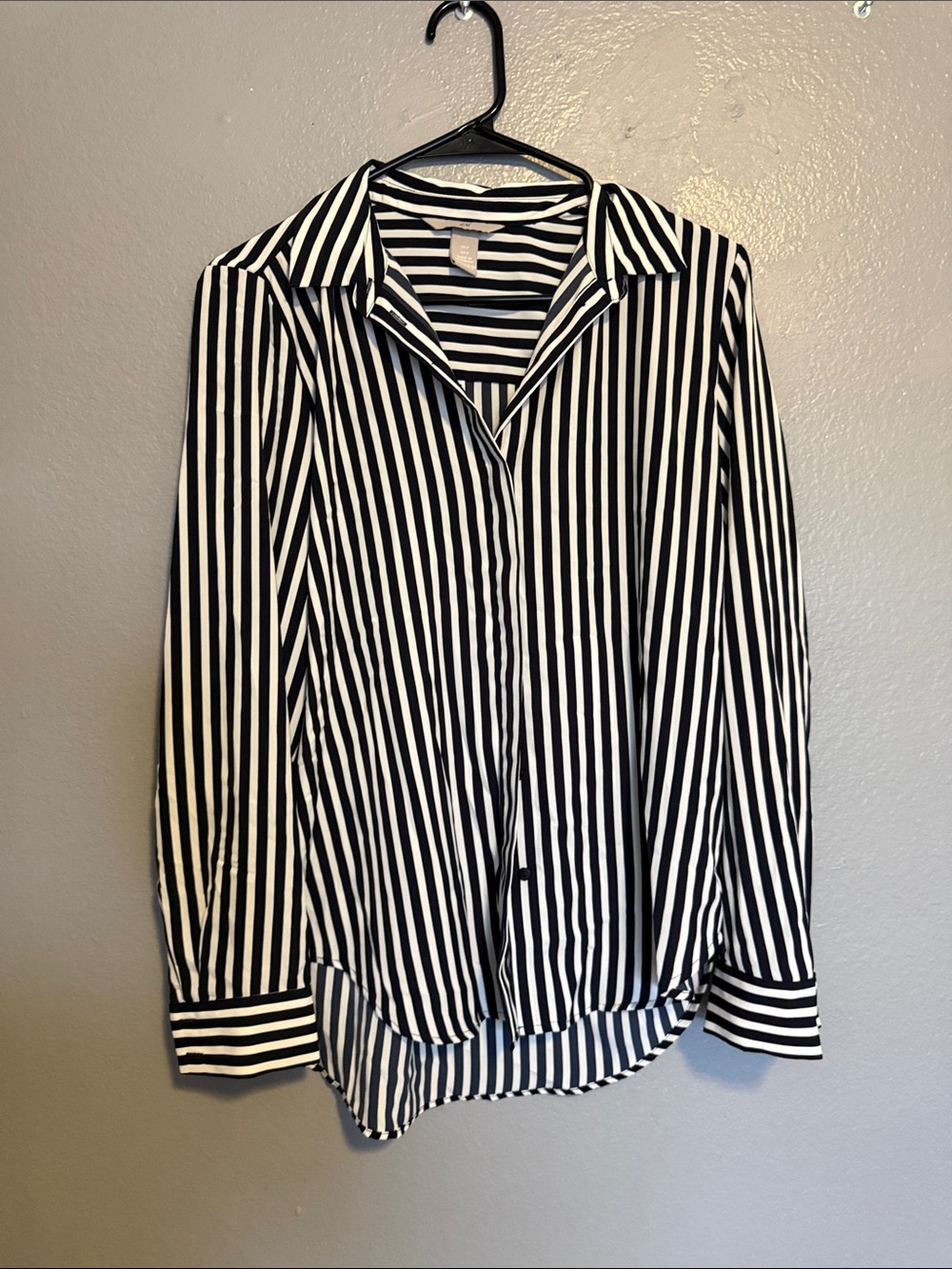 H&M Black and White Vertical Stripe Button-Down Shirt